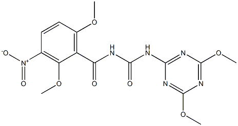 N-(2,6-dimethoxy-3-nitrobenzoyl)-N'-(4,6-dimethoxy-1,3,5-triazin-2-yl)urea Struktur