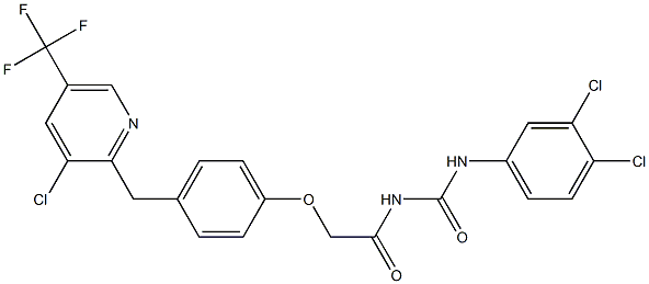 N-[2-(4-{[3-chloro-5-(trifluoromethyl)-2-pyridinyl]methyl}phenoxy)acetyl]-N'-(3,4-dichlorophenyl)urea 化学構造式