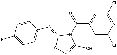 (2,6-dichloro-4-pyridyl){2-[(4-fluorophenyl)imino]-4-hydroxy-2,3-dihydro-1, 3-thiazol-3-yl}methanone Structure