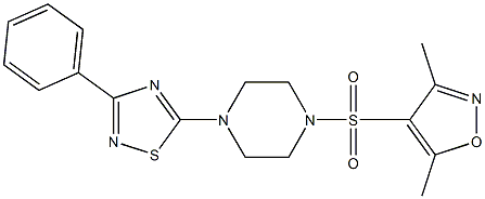 3,5-dimethyl-4-{[4-(3-phenyl-1,2,4-thiadiazol-5-yl)piperazino]sulfonyl}isoxazole Struktur