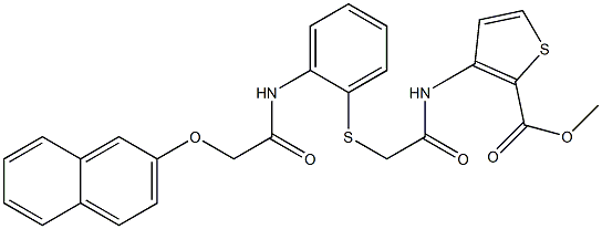 methyl 3-({2-[(2-{[2-(2-naphthyloxy)acetyl]amino}phenyl)sulfanyl]acetyl}amino)-2-thiophenecarboxylate,,结构式