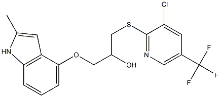 1-{[3-chloro-5-(trifluoromethyl)-2-pyridinyl]sulfanyl}-3-[(2-methyl-1H-indol-4-yl)oxy]-2-propanol 结构式