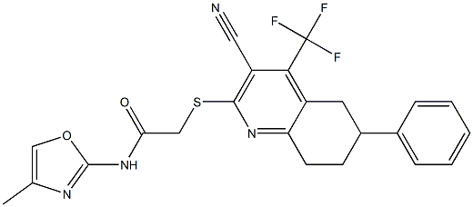 2-{[3-cyano-6-phenyl-4-(trifluoromethyl)-5,6,7,8-tetrahydro-2-quinolinyl]sulfanyl}-N-(4-methyl-1,3-oxazol-2-yl)acetamide