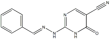 2-(2-benzylidenehydrazino)-6-oxo-1,6-dihydropyrimidine-5-carbonitrile Struktur