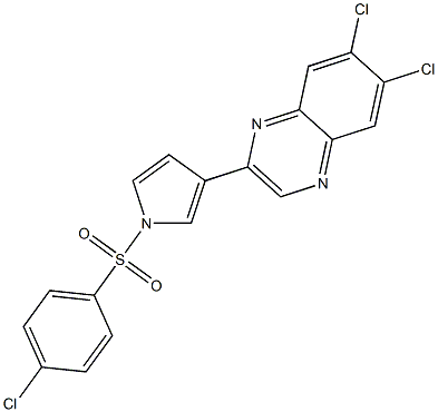 6,7-dichloro-2-{1-[(4-chlorophenyl)sulfonyl]-1H-pyrrol-3-yl}quinoxaline,,结构式