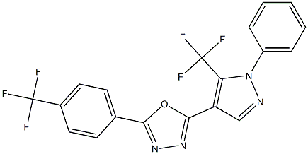 2-[1-phenyl-5-(trifluoromethyl)-1H-pyrazol-4-yl]-5-[4-(trifluoromethyl)phenyl]-1,3,4-oxadiazole Struktur