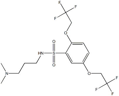 N1-[3-(dimethylamino)propyl]-2,5-di(2,2,2-trifluoroethoxy)benzene-1-sulfonamide Struktur