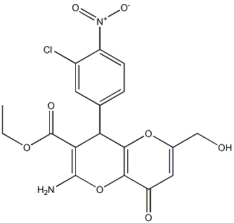 ethyl 2-amino-4-(3-chloro-4-nitrophenyl)-6-(hydroxymethyl)-8-oxo-4,8-dihydropyrano[3,2-b]pyran-3-carboxylate Structure