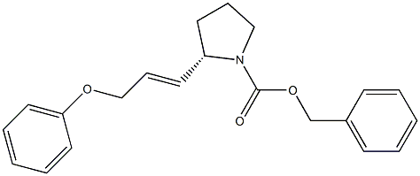 benzyl (2S)-2-[(E)-3-phenoxy-1-propenyl]tetrahydro-1H-pyrrole-1-carboxylate 化学構造式