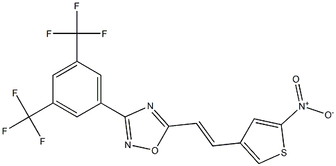 3-[3,5-di(trifluoromethyl)phenyl]-5-[2-(5-nitro-3-thienyl)vinyl]-1,2,4-oxadiazole,,结构式