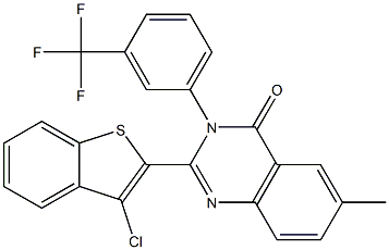 2-(3-chlorobenzo[b]thiophen-2-yl)-6-methyl-3-[3-(trifluoromethyl)phenyl]-3, 4-dihydroquinazolin-4-one,,结构式