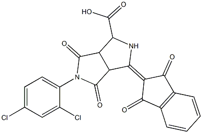 5-(2,4-dichlorophenyl)-3-(1,3-dioxo-1,3-dihydro-2H-inden-2-yliden)-4,6-dioxooctahydropyrrolo[3,4-c]pyrrole-1-carboxylic acid Structure