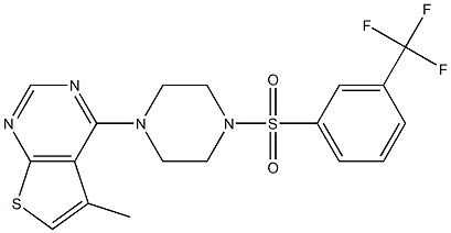 5-methyl-4-(4-{[3-(trifluoromethyl)phenyl]sulfonyl}piperazino)thieno[2,3-d]pyrimidine Structure