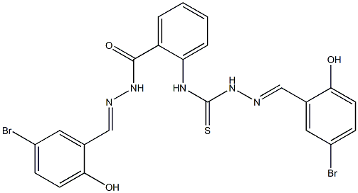 N1-(2-{[2-(5-bromo-2-hydroxybenzylidene)hydrazino]carbonyl}phenyl)-2-(5-bromo-2-hydroxybenzylidene)hydrazine-1-carbothioamide 化学構造式