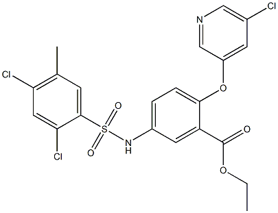ethyl 2-[(5-chloro-3-pyridyl)oxy]-5-{[(2,4-dichloro-5-methylphenyl)sulfonyl]amino}benzoate Structure