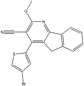 4-(4-bromo-2-thienyl)-2-methoxy-5H-indeno[1,2-b]pyridine-3-carbonitrile 化学構造式