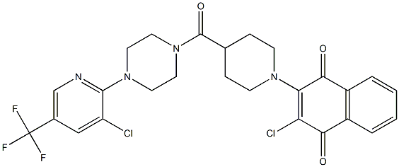 2-chloro-3-[4-({4-[3-chloro-5-(trifluoromethyl)-2-pyridinyl]piperazino}carbonyl)piperidino]naphthoquinone Struktur