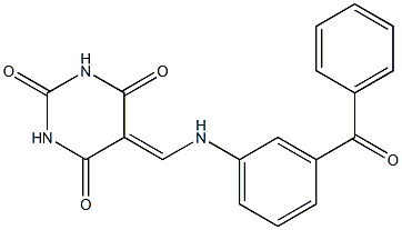 5-[(3-benzoylanilino)methylidene]hexahydropyrimidine-2,4,6-trione Struktur
