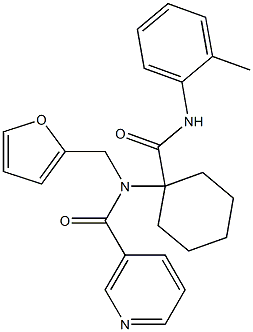 N-(2-furylmethyl)-N-[1-(2-toluidinocarbonyl)cyclohexyl]nicotinamide Struktur