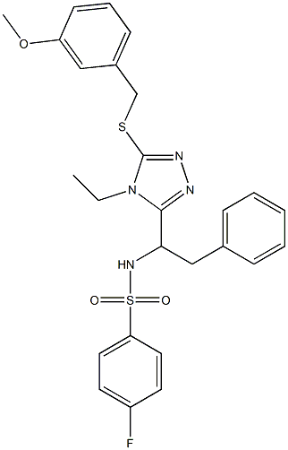 N-(1-{4-ethyl-5-[(3-methoxybenzyl)sulfanyl]-4H-1,2,4-triazol-3-yl}-2-phenylethyl)-4-fluorobenzenesulfonamide Structure
