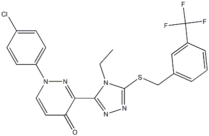 1-(4-chlorophenyl)-3-(4-ethyl-5-{[3-(trifluoromethyl)benzyl]sulfanyl}-4H-1,2,4-triazol-3-yl)-4(1H)-pyridazinone 结构式