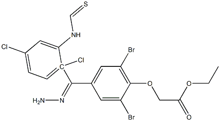 ethyl 2-(2,6-dibromo-4-{2-[(2,5-dichloroanilino)carbothioyl]carbohydrazonoyl}phenoxy)acetate Structure