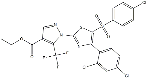 ethyl 1-[5-[(4-chlorophenyl)sulfonyl]-4-(2,4-dichlorophenyl)-1,3-thiazol-2-yl]-5-(trifluoromethyl)-1H-pyrazole-4-carboxylate