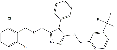 3-{[(2,6-dichlorobenzyl)sulfanyl]methyl}-4-phenyl-5-{[3-(trifluoromethyl)benzyl]sulfanyl}-4H-1,2,4-triazole,,结构式