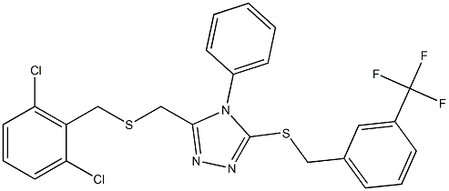 3-{[(2,6-dichlorobenzyl)sulfanyl]methyl}-4-phenyl-5-{[3-(trifluoromethyl)benzyl]sulfanyl}-4H-1,2,4-triazole 化学構造式