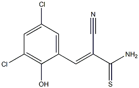 2-cyano-3-(3,5-dichloro-2-hydroxyphenyl)prop-2-enethioamide Struktur