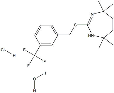 4,4,7,7-tetramethyl-2-{[3-(trifluoromethyl)benzyl]thio}-4,5,6,7-tetrahydro-1H-1,3-diazepine hydrochloride hydrate Struktur