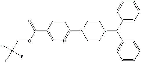 2,2,2-trifluoroethyl 6-(4-benzhydrylpiperazino)nicotinate,,结构式