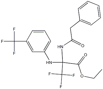 ethyl 3,3,3-trifluoro-2-[(2-phenylacetyl)amino]-2-[3-(trifluoromethyl)anilino]propanoate 结构式