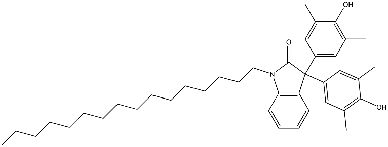 1-hexadecyl-3,3-di(4-hydroxy-3,5-dimethylphenyl)indolin-2-one 化学構造式