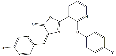 4-(4-chlorobenzylidene)-2-[2-(4-chlorophenoxy)-3-pyridyl]-4,5-dihydro-1,3-oxazol-5-one,,结构式