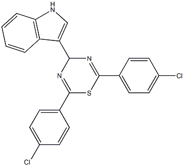 2,6-di(4-chlorophenyl)-4-(1H-indol-3-yl)-4H-1,3,5-thiadiazine,,结构式