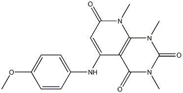 5-(4-methoxyanilino)-1,3,8-trimethyl-1,2,3,4,7,8-hexahydropyrido[2,3-d]pyrimidine-2,4,7-trione,,结构式