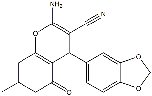 2-amino-4-(1,3-benzodioxol-5-yl)-7-methyl-5-oxo-5,6,7,8-tetrahydro-4H-chromene-3-carbonitrile|