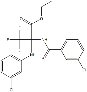 ethyl 2-(3-chloroanilino)-2-[(3-chlorobenzoyl)amino]-3,3,3-trifluoropropanoate 化学構造式