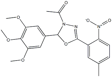 1-[5-(5-methyl-2-nitrophenyl)-2-(3,4,5-trimethoxyphenyl)-2,3-dihydro-1,3,4-oxadiazol-3-yl]ethan-1-one Structure