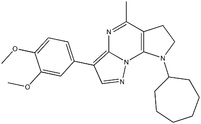 8-cycloheptyl-3-(3,4-dimethoxyphenyl)-5-methyl-7,8-dihydro-6H-pyrazolo[1,5-a]pyrrolo[3,2-e]pyrimidine 结构式