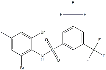 N1-(2,6-dibromo-4-methylphenyl)-3,5-di(trifluoromethyl)benzene-1-sulfonamid e Struktur