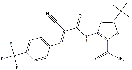 5-(tert-butyl)-3-({2-cyano-3-[4-(trifluoromethyl)phenyl]acryloyl}amino)thiophene-2-carboxamide 结构式