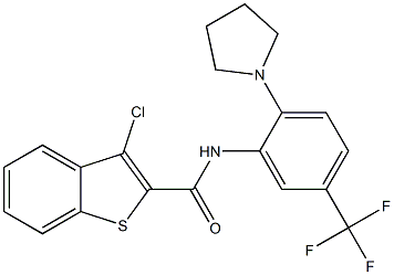 N2-[2-tetrahydro-1H-pyrrol-1-yl-5-(trifluoromethyl)phenyl]-3-chlorobenzo[b]thiophene-2-carboxamide Struktur