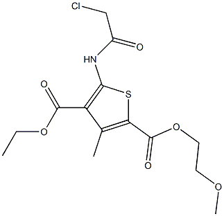 5-(2-Chloro-acetylamino)-3-methyl-thiophene-2,4-dicarboxylic acid 4-ethyl ester 2-(2-methoxy-ethyl) ester 结构式