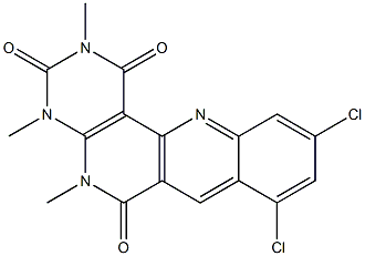 8,10-dichloro-2,4,5-trimethyl-1,2,3,4,5,6-hexahydrobenzo[b]pyrimido[4,5-h][1,6]naphthyridine-1,3,6-trione Struktur