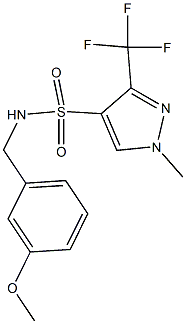 N4-(3-methoxybenzyl)-1-methyl-3-(trifluoromethyl)-1H-pyrazole-4-sulfonamide,,结构式