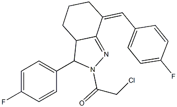 2-Chloro-1-[7-(4-fluoro-benzylidene)-3-(4-fluoro-phenyl)-3,3a,4,5,6,7-hexahydro-indazol-2-yl]-ethanone Structure