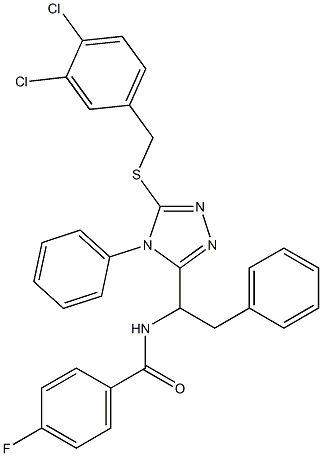 N-(1-{5-[(3,4-dichlorobenzyl)sulfanyl]-4-phenyl-4H-1,2,4-triazol-3-yl}-2-phenylethyl)-4-fluorobenzenecarboxamide Structure