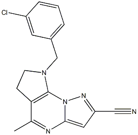 8-(3-chlorobenzyl)-5-methyl-7,8-dihydro-6H-pyrazolo[1,5-a]pyrrolo[3,2-e]pyrimidine-2-carbonitrile Struktur